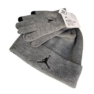 Nike UNISEX Air Jordan Jumpman Carbon Grey Set Beanie Hat/Gloves Set 8/20 Kids